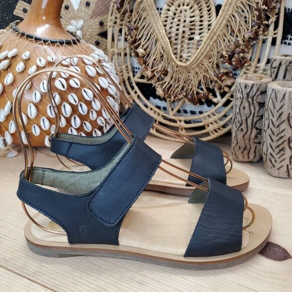 El Naturalista Women's 7/37 Tulip NF30 Ankle Strap Sandal Open Toe Leather Black - Picture 1 of 13